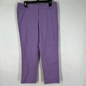 White House Black Market The Slim Ankle Purple Flat Front Pants Womens Size 10